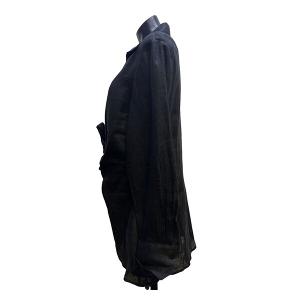 NWT Neiman Marcus Black Linen Blouse With Tie Detail Size L - Picture 4 of 6